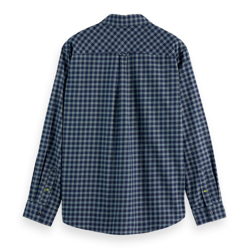 Relaxed Fit Lightweight Flannel Check Shirt - Sky Captain Check
