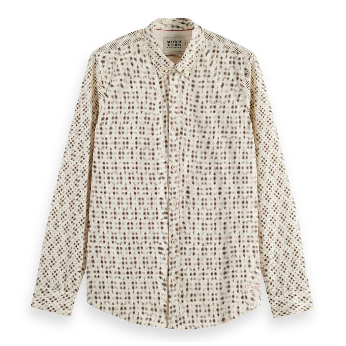 Slim Fit Micro Aop Shirt - Pixel Diamond Eggnog