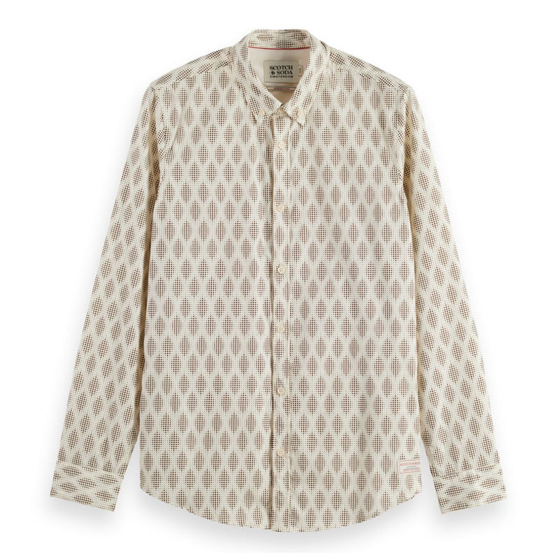 Slim Fit Micro Aop Shirt - Pixel Diamond Eggnog