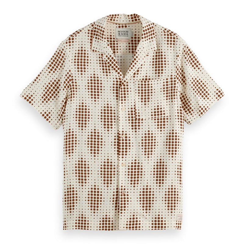 Regular Fit Viscose Aop Shirt - Pixel Diamond Eggnog