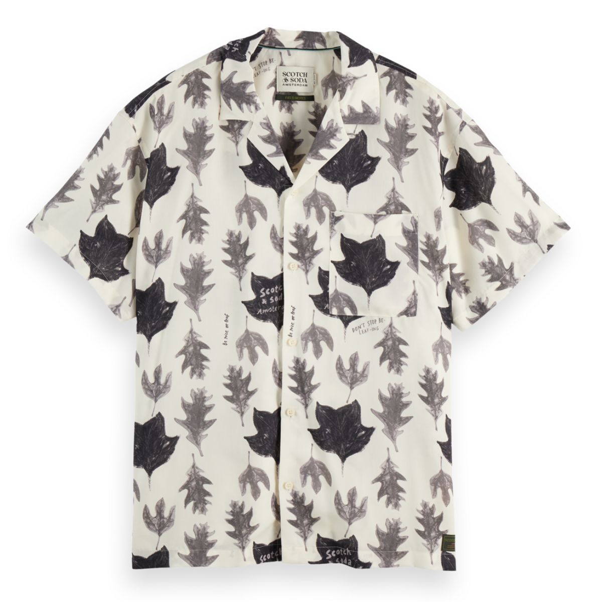 Relaxed-Fit Short-Sleeved Tencel Aop Shirt - Eggnog