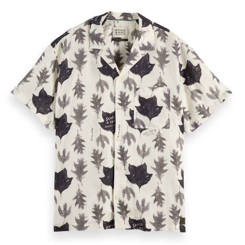 Relaxed-Fit Short-Sleeved Tencel Aop Shirt - Eggnog