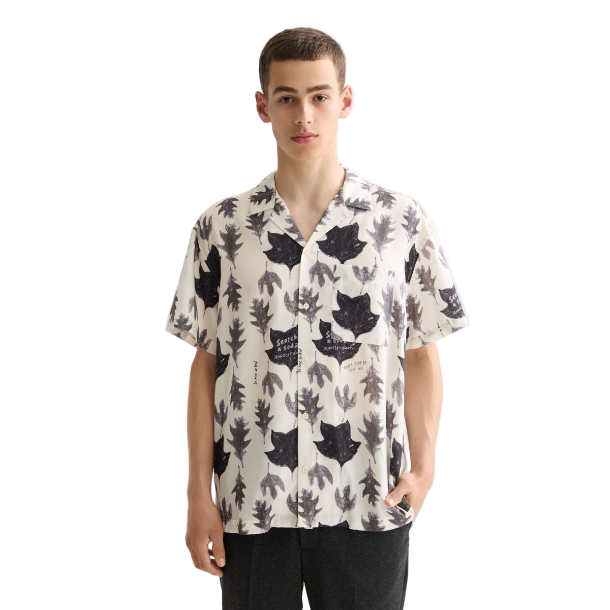 Relaxed-Fit Short-Sleeved Tencel Aop Shirt - Eggnog