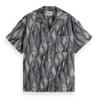Relaxed Fit Short-Sleeved Tencel Aop Shirt - Batik Logo Print Navy