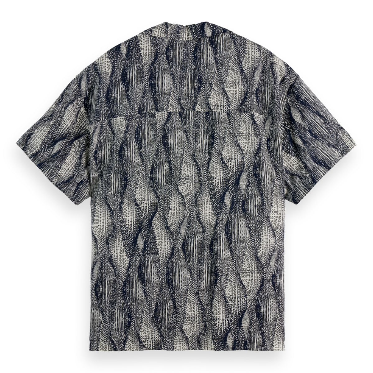 Relaxed Fit Short-Sleeved Tencel Aop Shirt - Batik Logo Print Navy