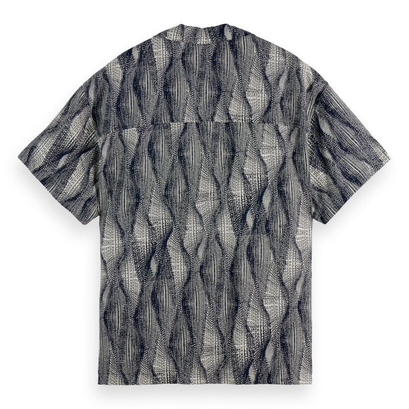 Relaxed Fit Short-Sleeved Tencel Aop Shirt - Batik Logo Print Navy