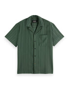 Tonal Striped Short-Sleeved Shirt - Thyme