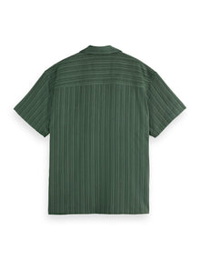 Tonal Striped Short-Sleeved Shirt - Thyme