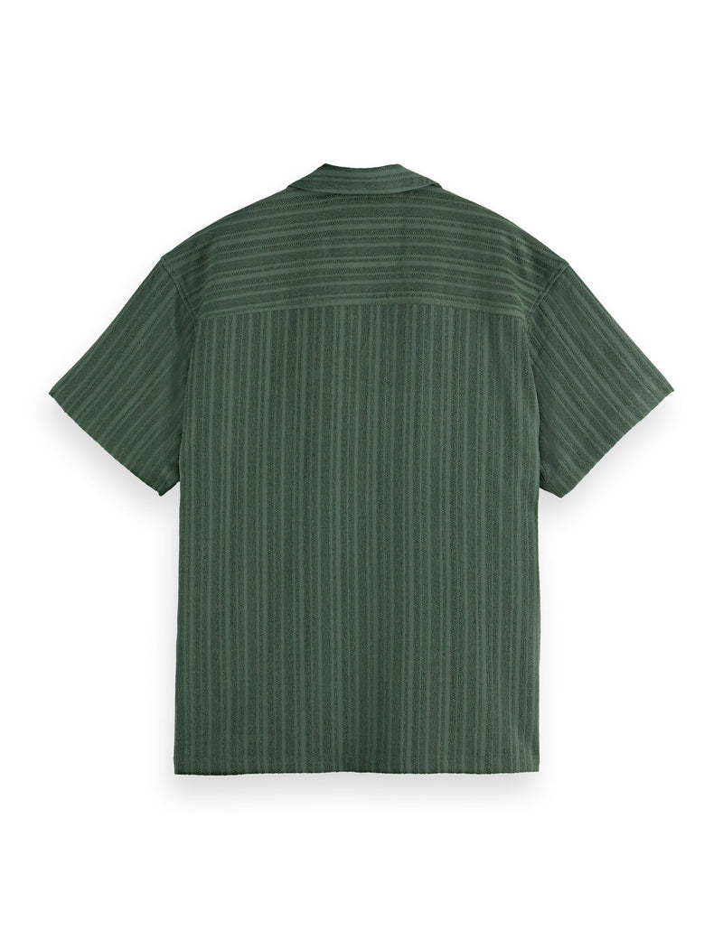 Tonal Striped Short-Sleeved Shirt - Thyme