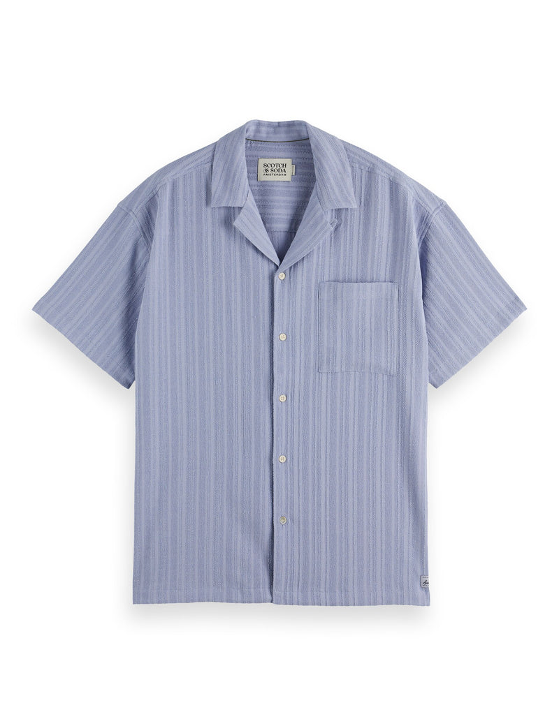 Tonal Striped Short Sleeved Shirt - Languid Lavender