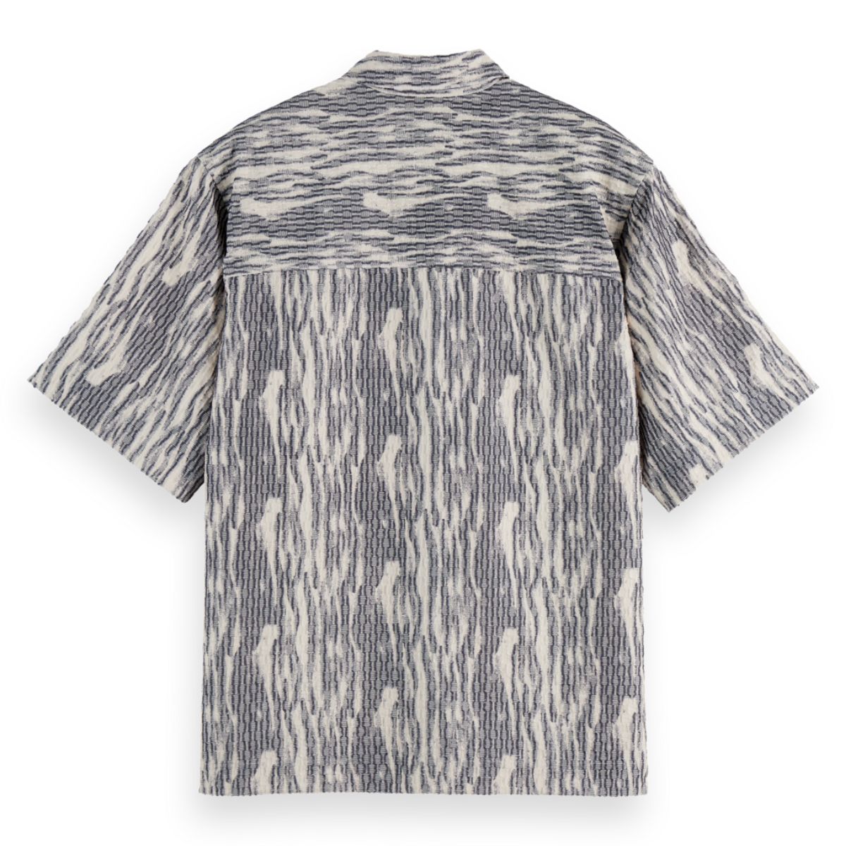 Relaxed Fit Short Sleeved Jacquard Shirt - Sky Captain Jacquard