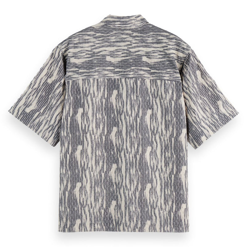 Relaxed Fit Short Sleeved Jacquard Shirt - Sky Captain Jacquard