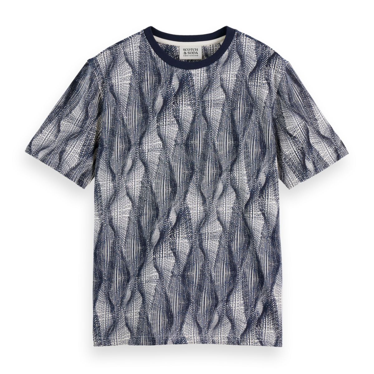 Regular Fit Micro Aop T-Shirt - Batik Logo Print Navy