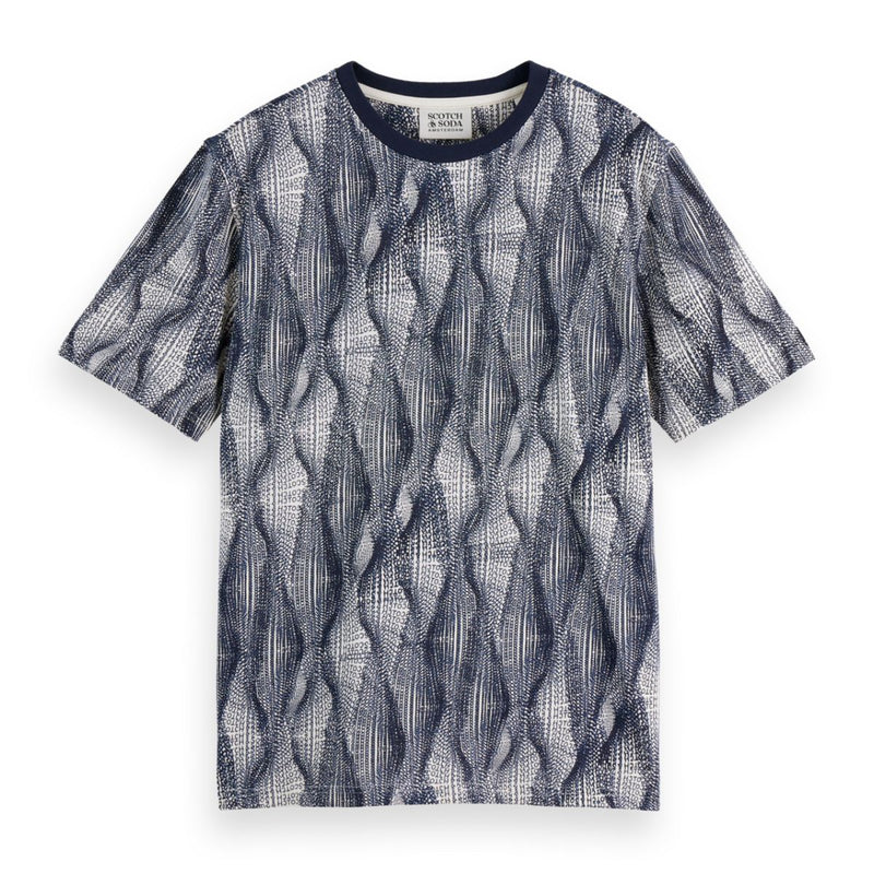 Regular Fit Micro Aop T-Shirt - Batik Logo Print Navy
