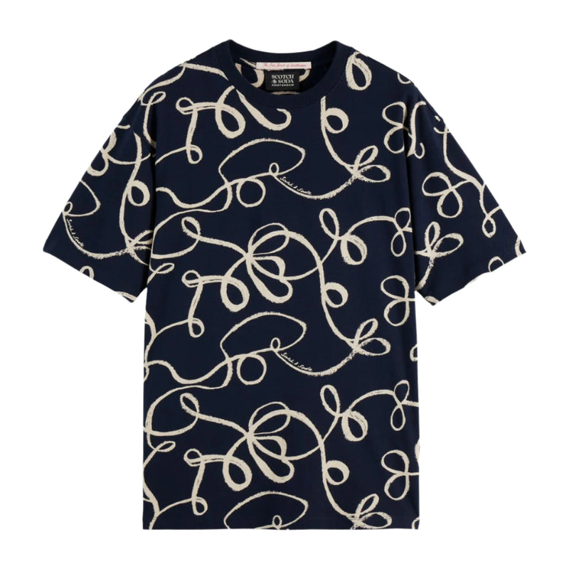 Relaxed Fit Aop T-Shirt - Ribbon Navy