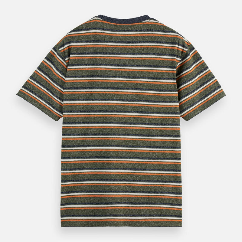 Relaxed Fit Yarn Dye Stripe T-Shirt - Green