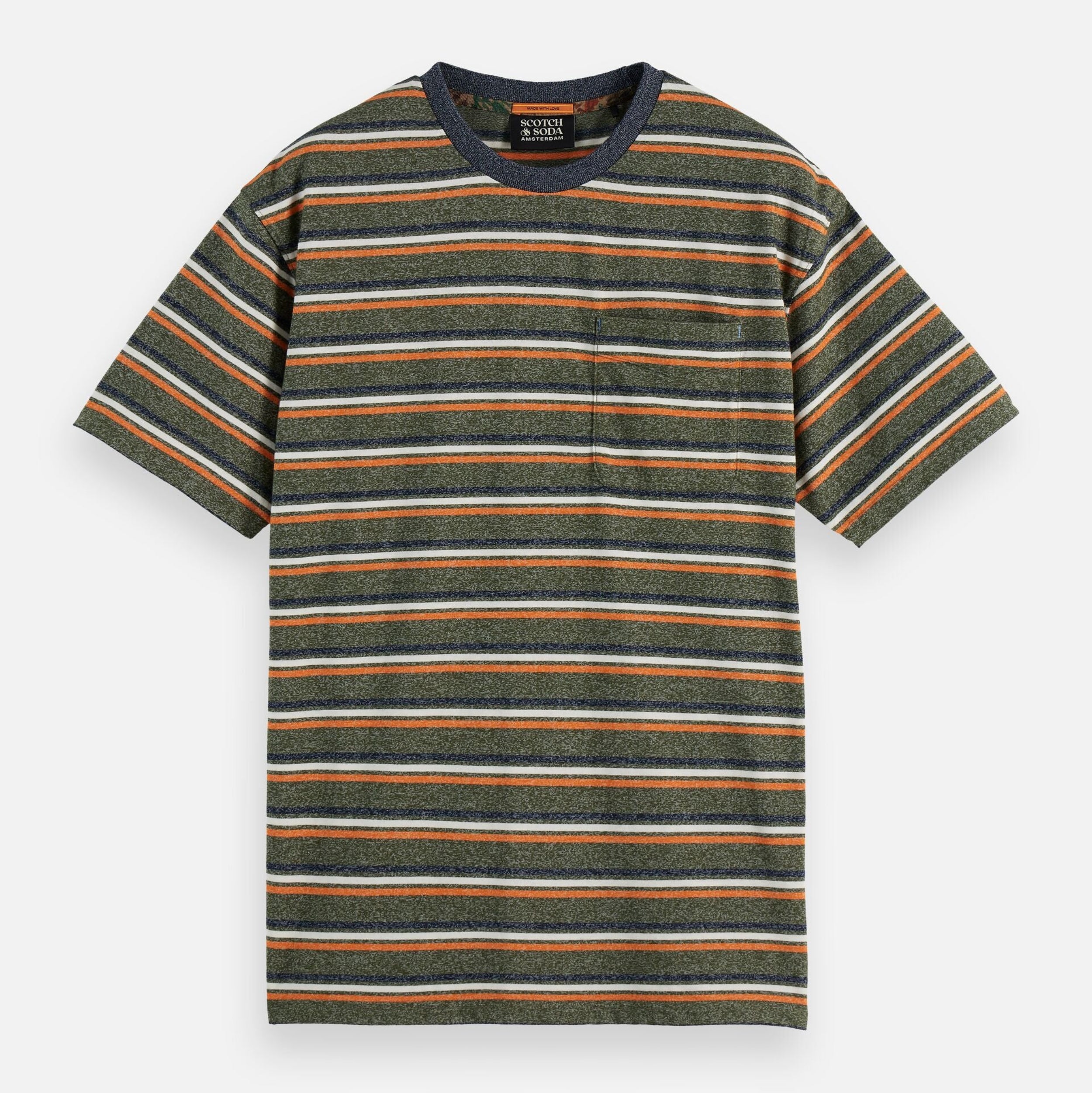 Relaxed Fit Yarn Dye Stripe T-Shirt - Green