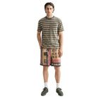 Relaxed Fit Yarn Dye Stripe T-Shirt - Green