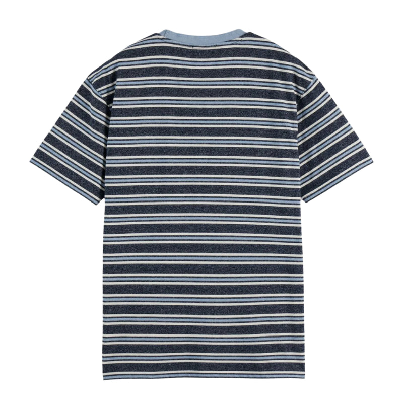 Relaxed Fit Yarn Dye Stripe T-Shirt - Blue