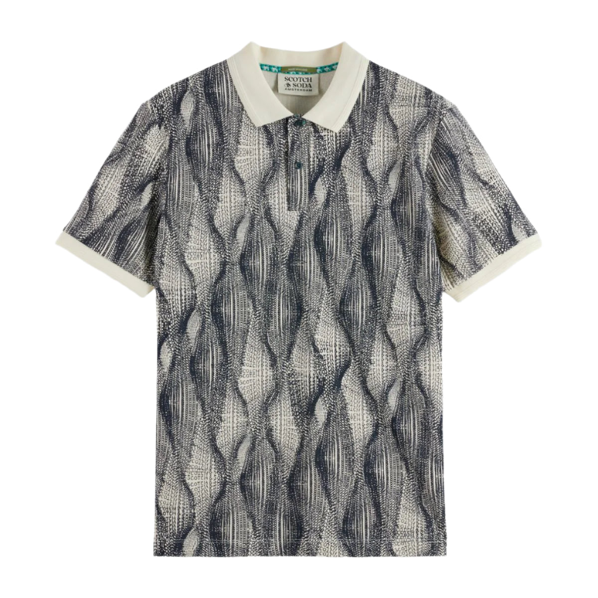 Micro Allover Print Regular Fit Polo - Batik Logo Print Navy
