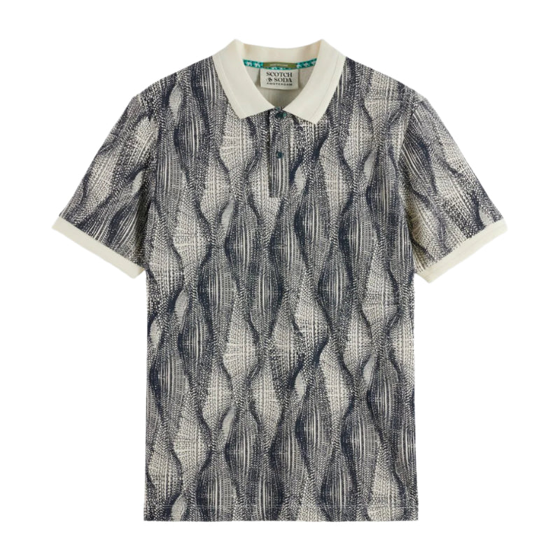 Micro Allover Print Regular Fit Polo - Batik Logo Print Navy