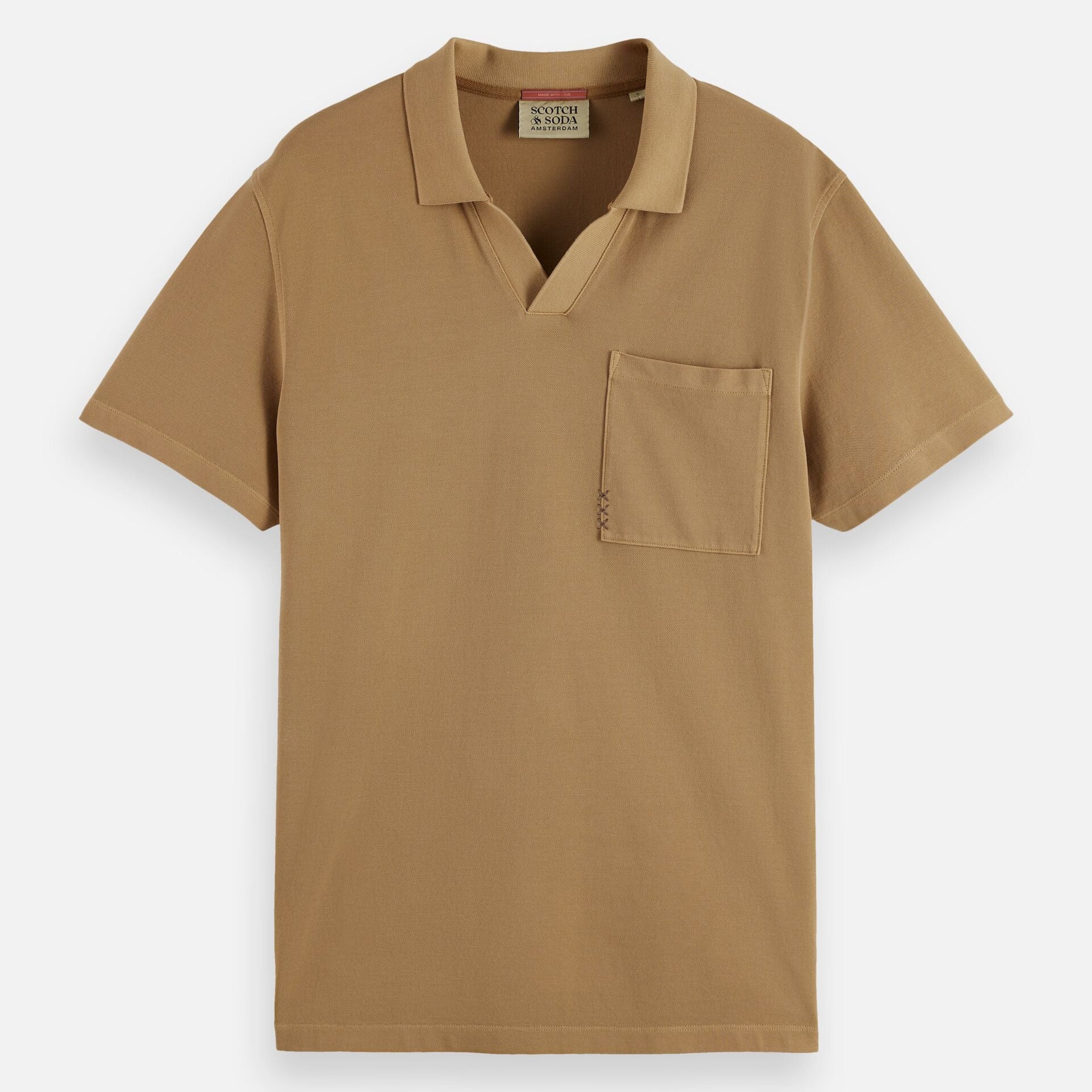 Garment-Dyed Pique Relaxed Fit Pocket Polo - Tannin