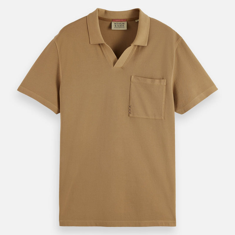 Garment-Dyed Pique Relaxed Fit Pocket Polo - Tannin