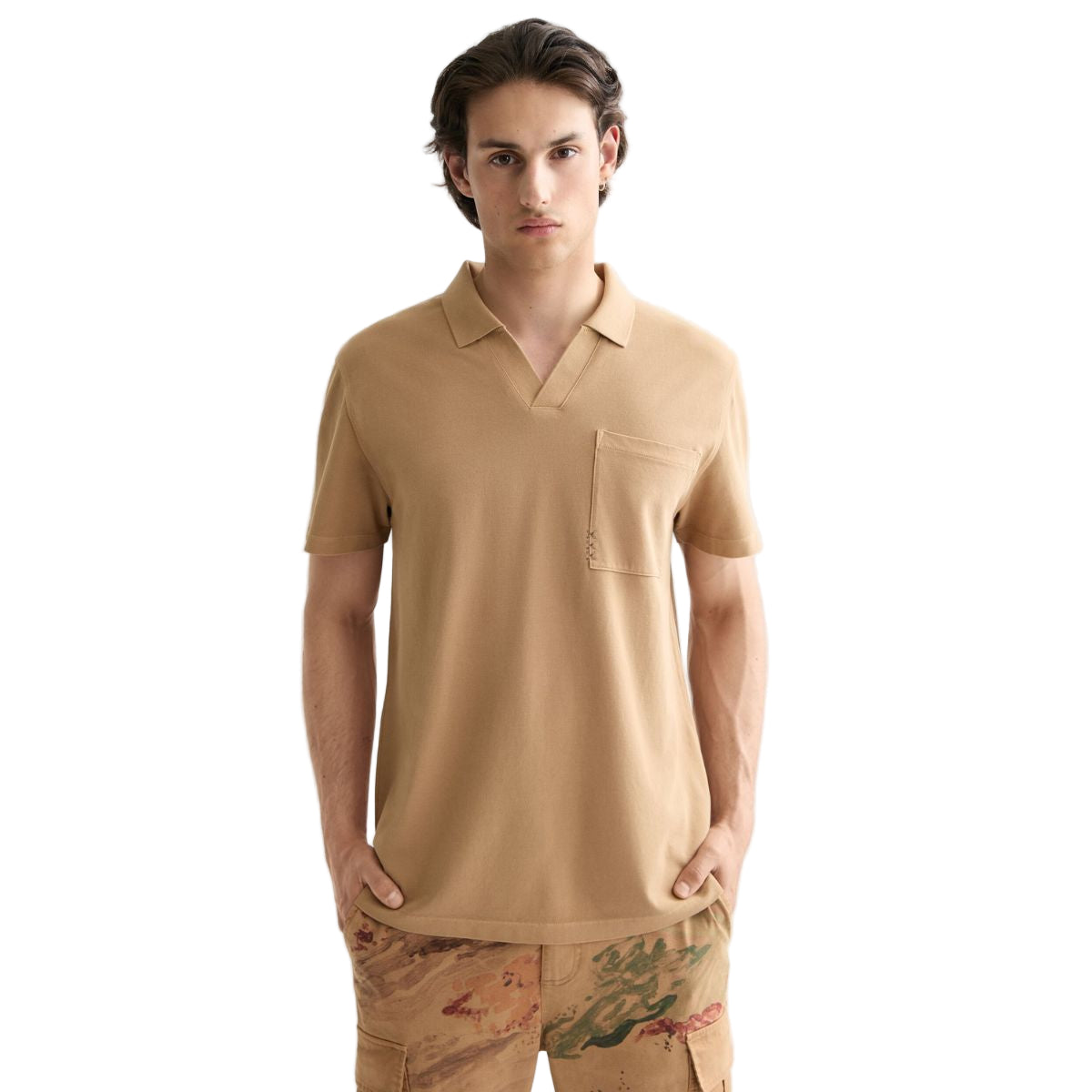 Garment-Dyed Pique Relaxed Fit Pocket Polo - Tannin