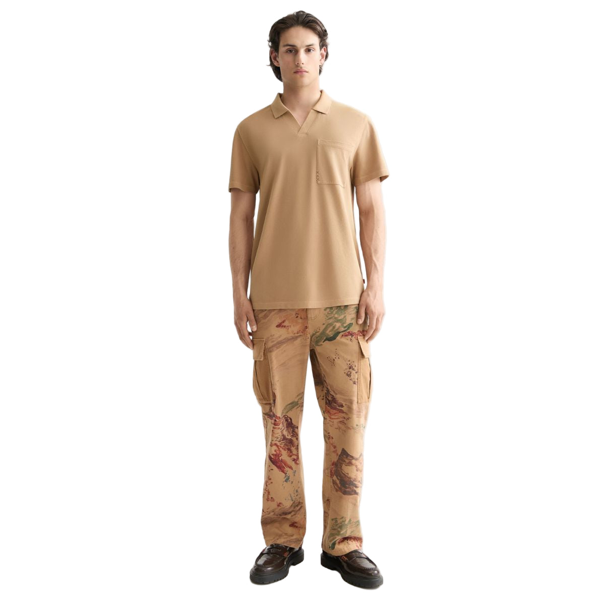 Garment-Dyed Pique Relaxed Fit Pocket Polo - Tannin