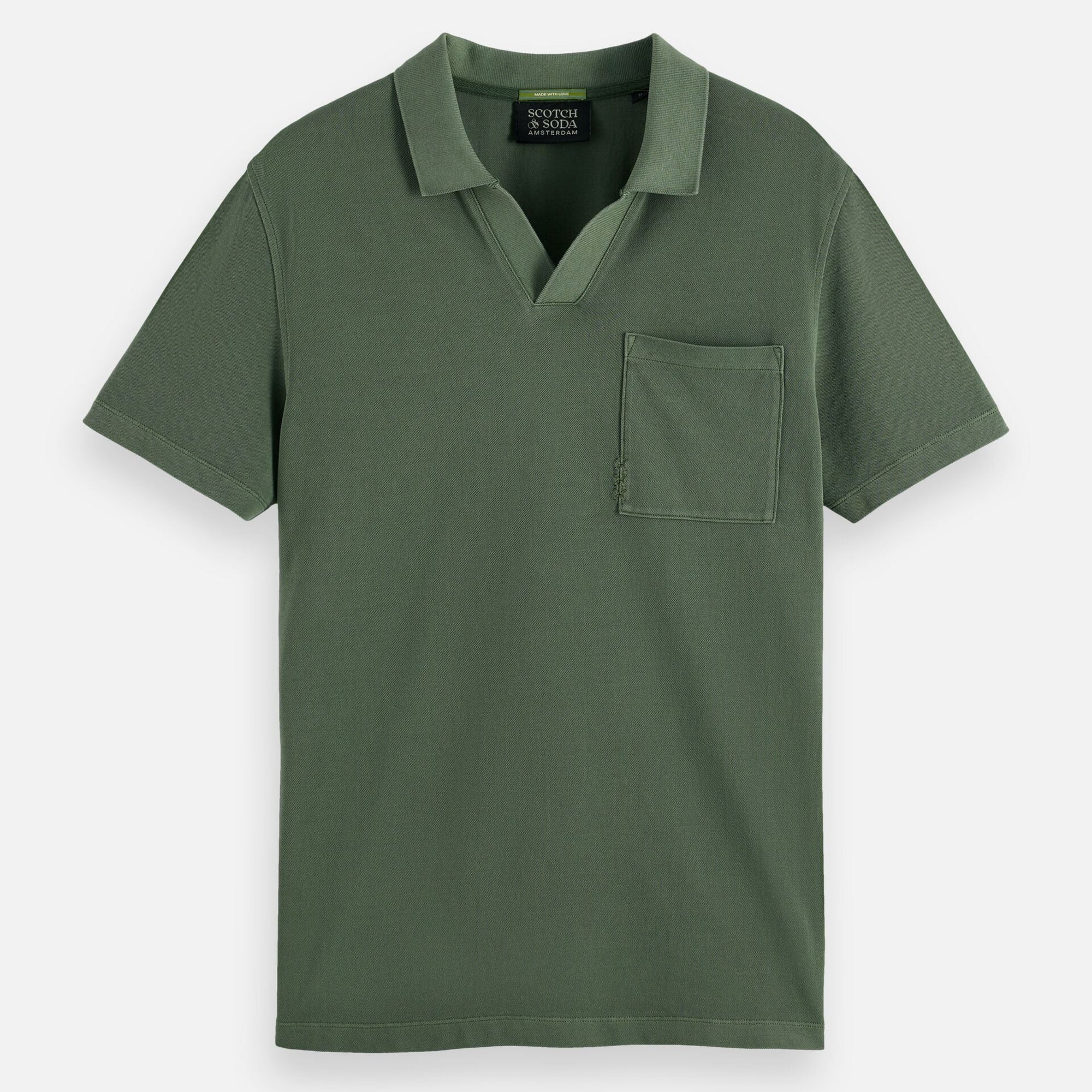 Garment-Dyed Pique Relaxed Fit Pocket Polo - Thyme