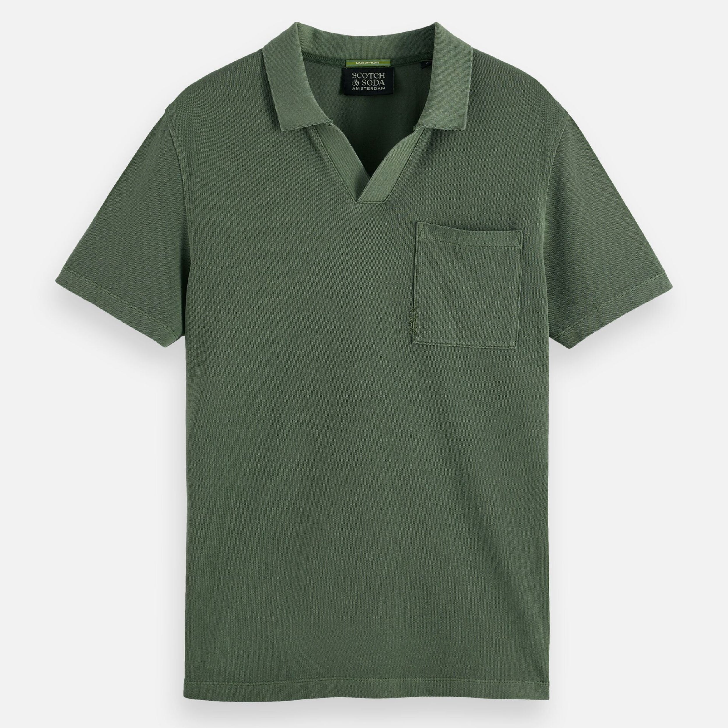 Garment-Dyed Pique Relaxed Fit Pocket Polo - Thyme