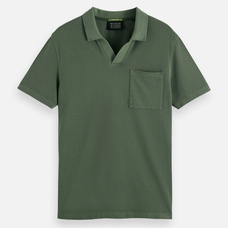 Garment-Dyed Pique Relaxed Fit Pocket Polo - Thyme