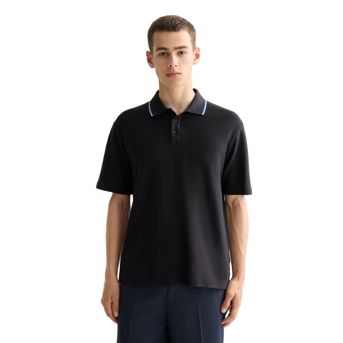 Structured Relaxed Fit Polo - Meteorite