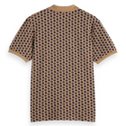 Micro Allover Print Jersey Regular Fit Polo - Ditsy Leaf Stripe Tannin