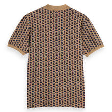 Micro Allover Print Jersey Regular Fit Polo - Ditsy Leaf Stripe Tannin