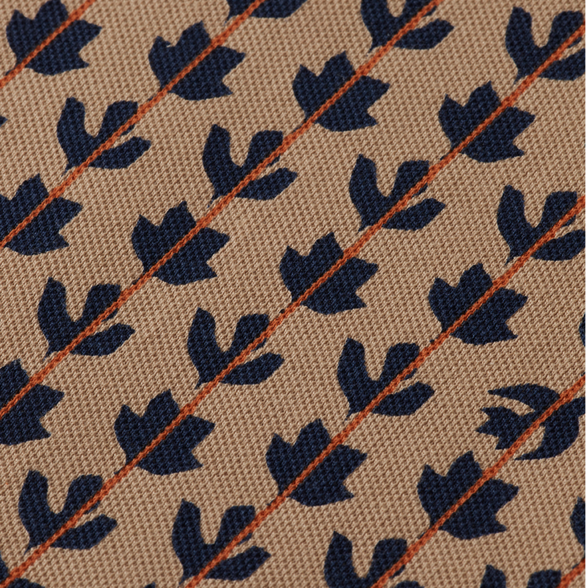 Micro Allover Print Jersey Regular Fit Polo - Ditsy Leaf Stripe Tannin