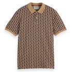 Micro Allover Print Jersey Regular Fit Polo - Ditsy Leaf Stripe Tannin