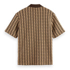 Towelling Printed Relaxed Fit Polo - Tannin