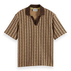 Towelling Printed Relaxed Fit Polo - Tannin