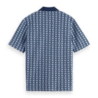 Towelling Printed Relaxed Fit Polo - Faded Denim