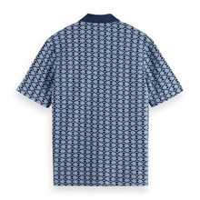 Towelling Printed Relaxed Fit Polo - Faded Denim