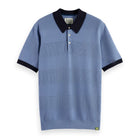 Knitted Tone On Tone Striped Regular Fit Polo - Faded Denim