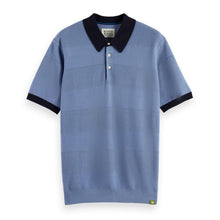 Knitted Tone On Tone Striped Regular Fit Polo - Faded Denim