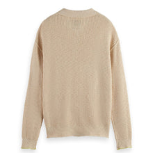 Waffle Stitch Dropped Shoulder Longsleeve Polo - Eggnog