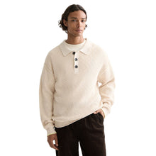 Waffle Stitch Dropped Shoulder Longsleeve Polo - Eggnog