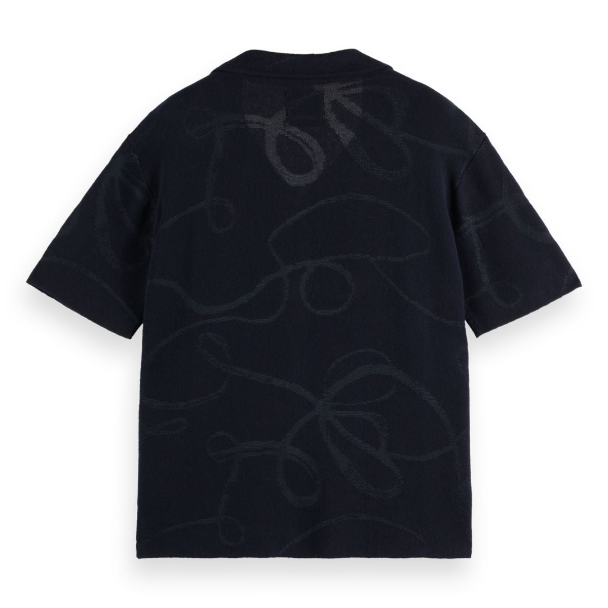 Jacquard Knitted Short Sleeve Shirt - Sky Captain