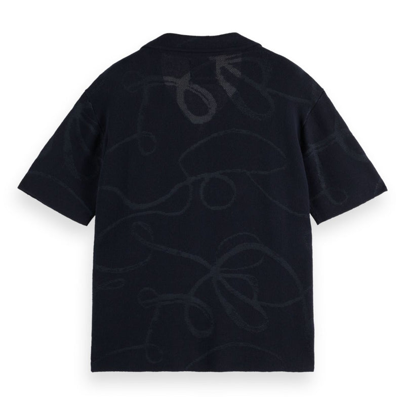 Jacquard Knitted Short Sleeve Shirt - Sky Captain
