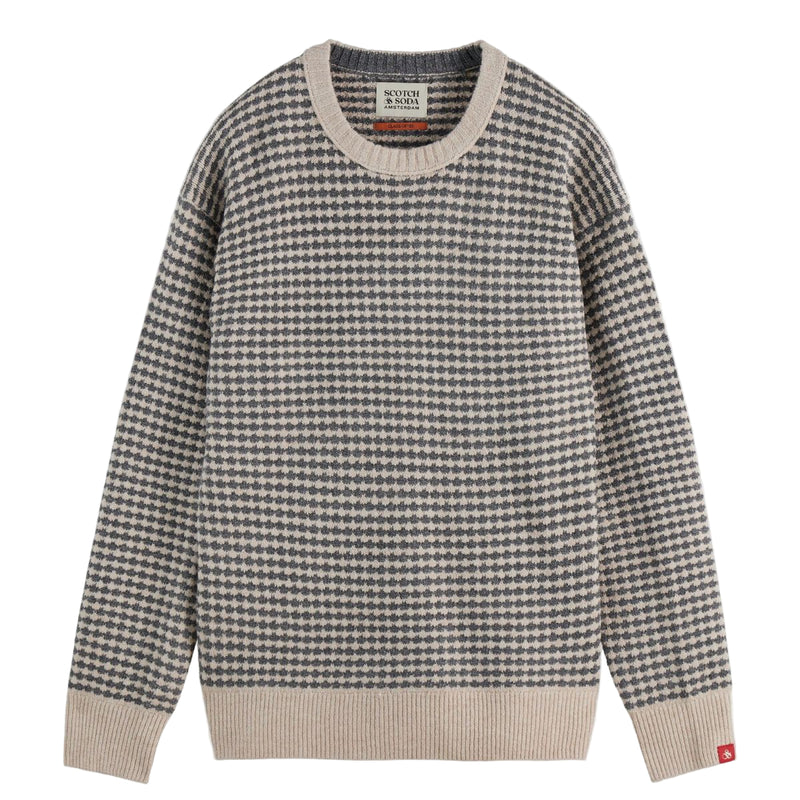 Chenille Dropped Shoulder Pullover - Grey Melange