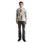 Printed Dropped Shoulder Pullover - Leaf Camo Eggnog Aop