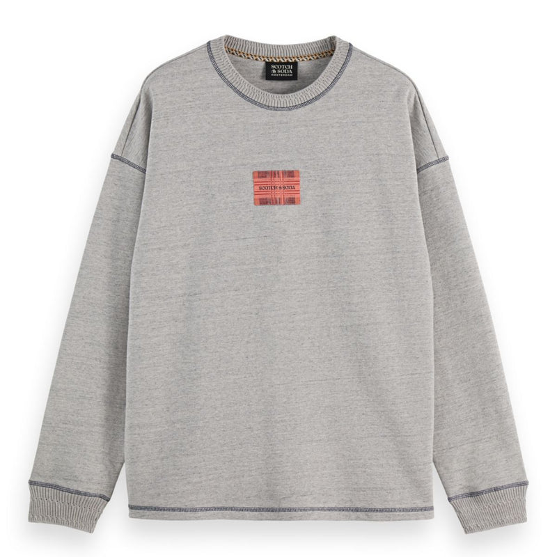 Loose Fit Label Sweatshirt - Grey Melange